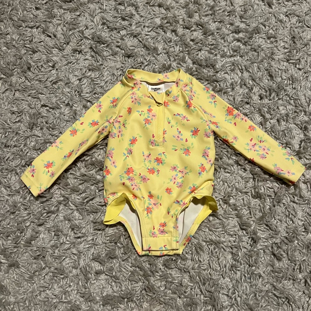 OshKosh B'gosh Yellow and Pink Floral Bodysuit